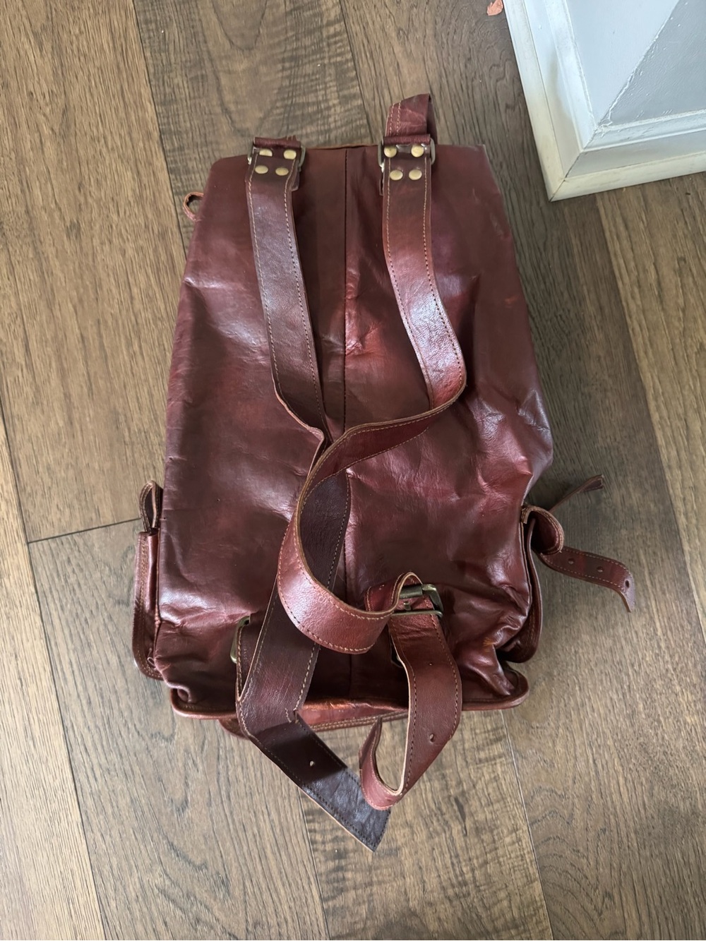 Maroon Leather Backpack